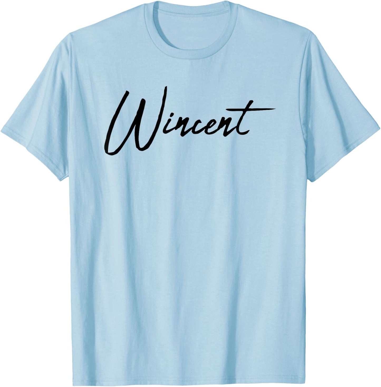 Beautiful Handwritten Font Wincent Calligraphy T-Shirt - T-Shirt | Light Blue