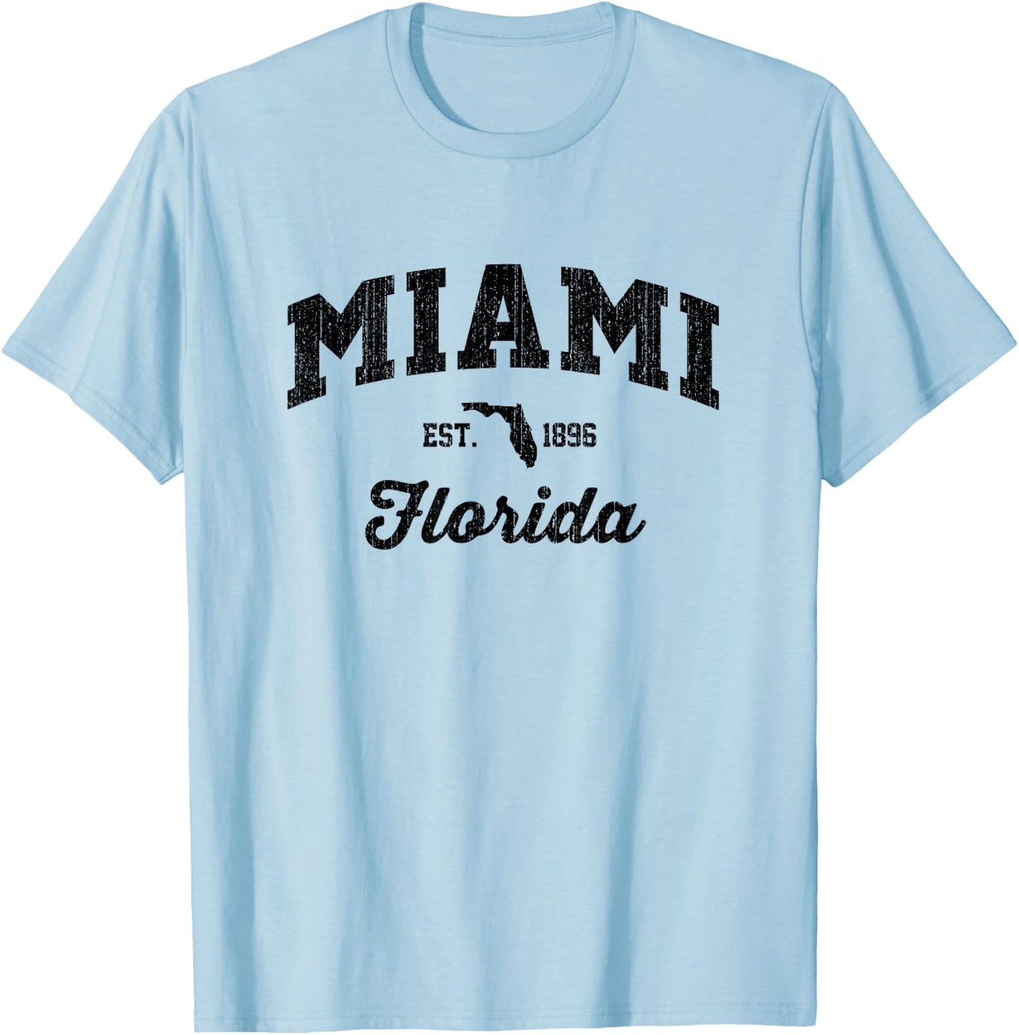 Vintage Miami Florida USA Sports Weathered Retro American T-Shirt - T-Shirt | Light Blue