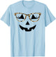 Jack o Lantern Women Face Leopard Glasses Halloween Pumpkin T-Shirt - T-Shirt | Light Blue
