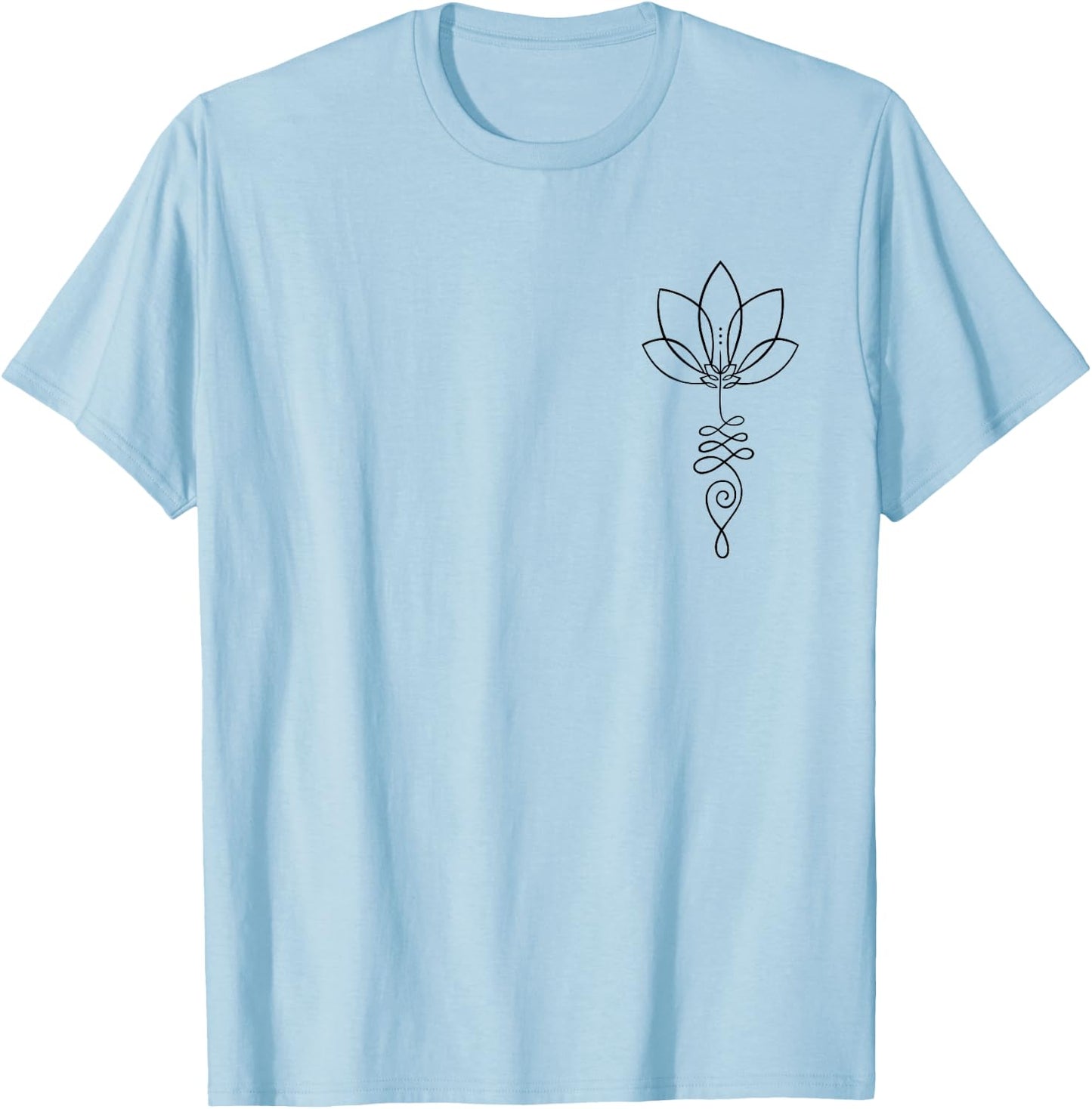 Yoga Lover Outfit Unalome Enlightenment Symbol with Lotus Flower T-Shirt - T-Shirt | Light Blue