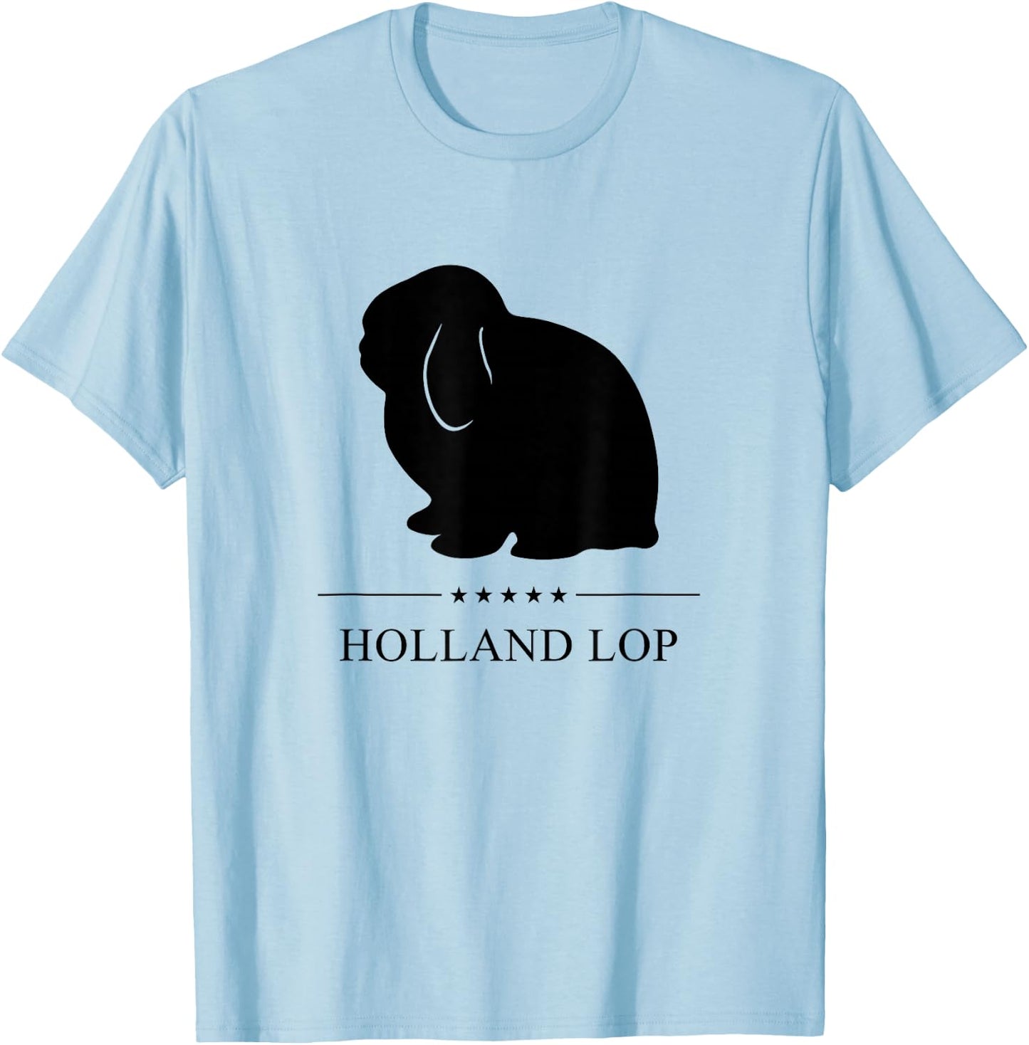 Holland Lop Rabbit Black Silhouette T-Shirt - T-Shirt | Light Blue