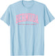 Bermuda Retro Preppy Throwback Pink Text Girls T-Shirt - T-Shirt | Light Blue