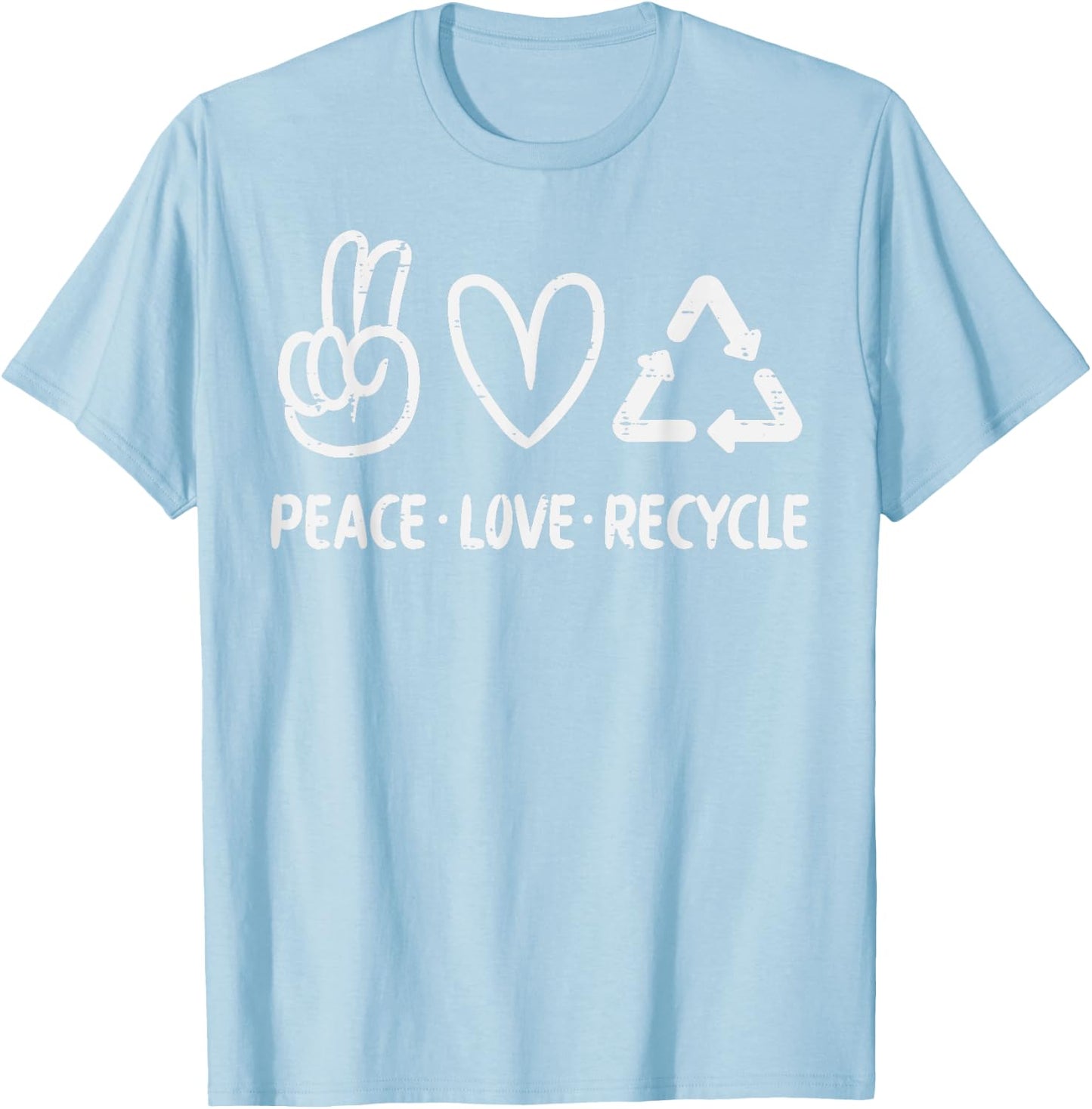 Peace Love Recycle Earth Day Recycling Hippie Men Women Kids T-Shirt - T-Shirt | Light Blue