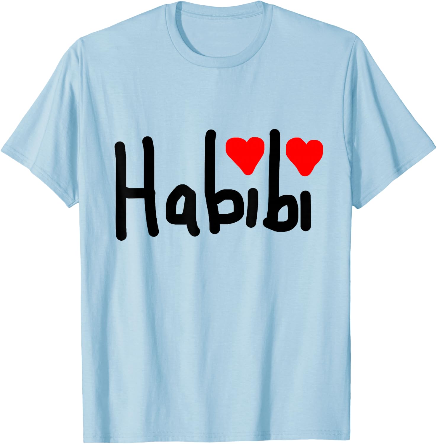 Habibi Schriftzug mit Herzchen T-Shirt - T-Shirt | Light Blue