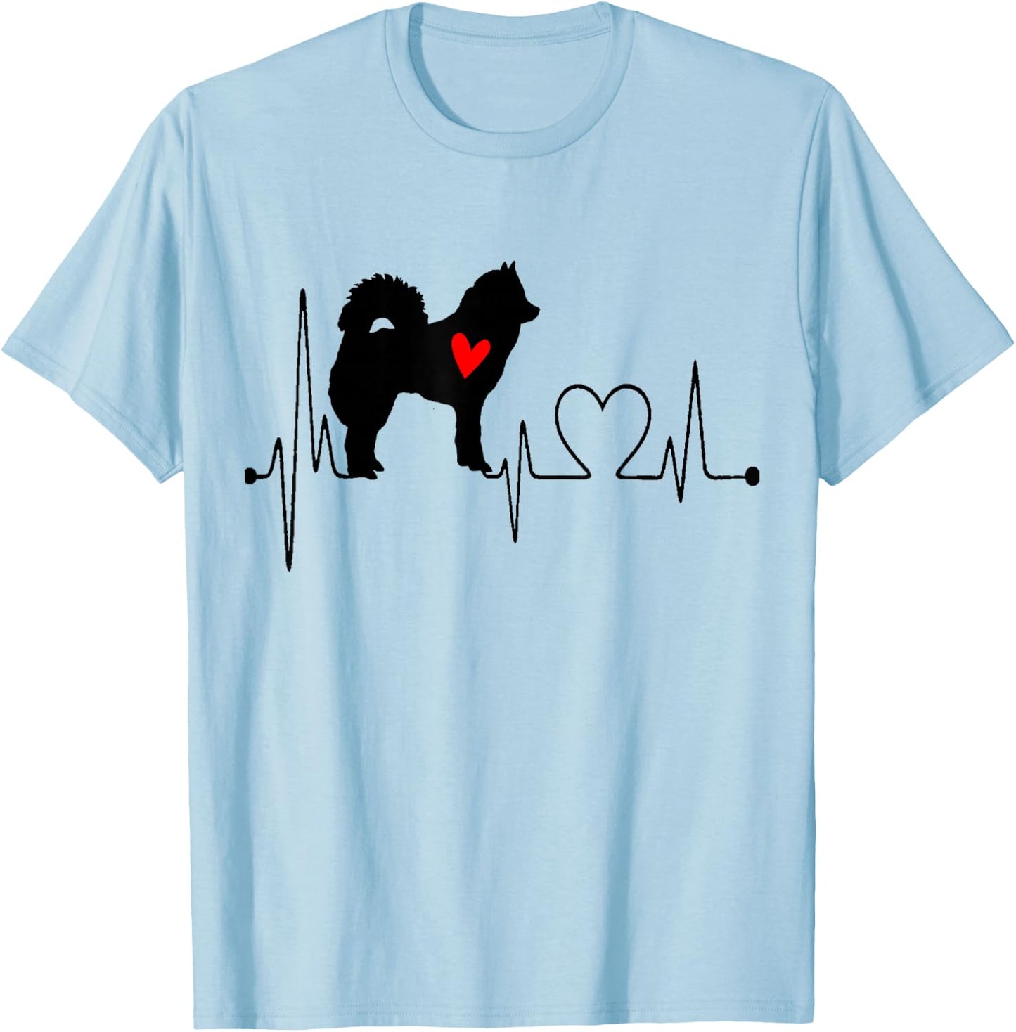 Eurasier Dog Heartbeat EKG Funny My Dogs Are My Cardio , white, S T-Shirt - T-Shirt | Light Blue