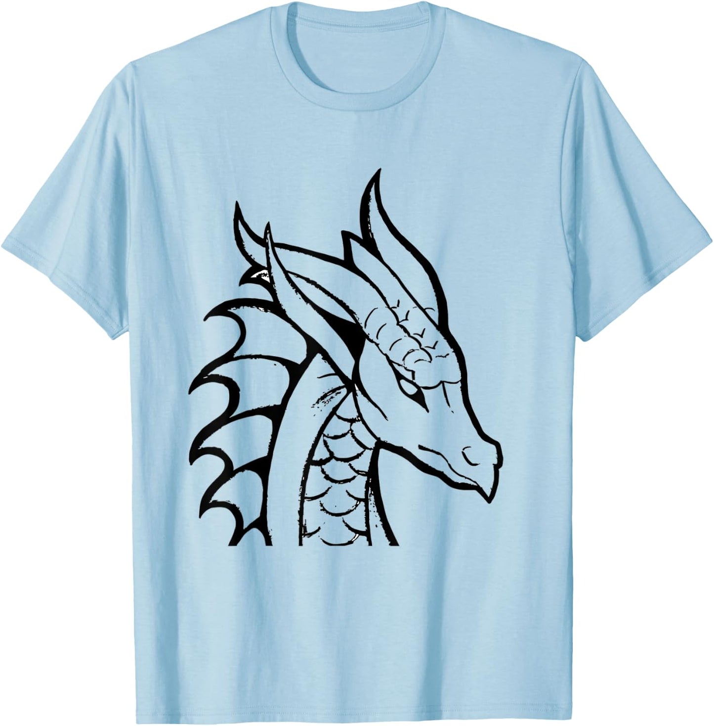 Dragon Sketch Drawing Graphic Art Silhouette Cute Funny T-Shirt - T-Shirt | Light Blue