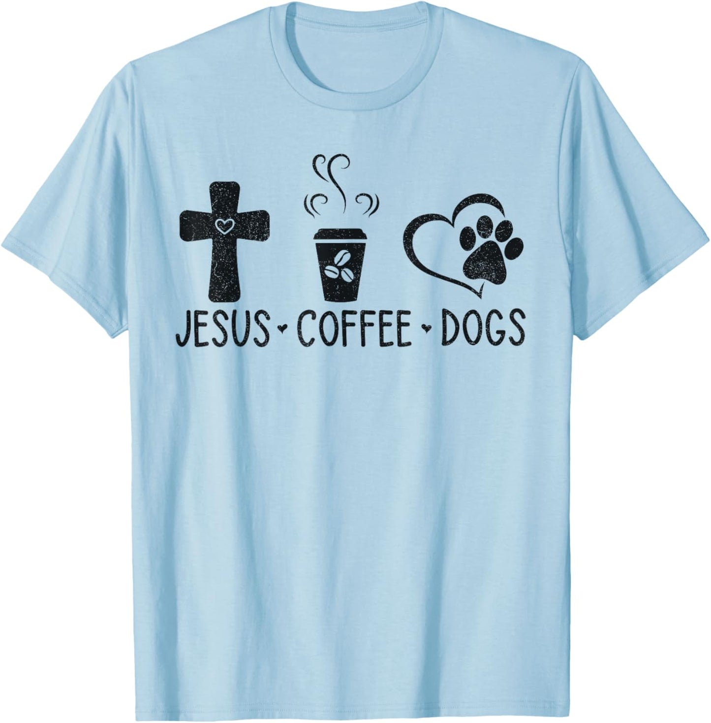 Jesus Coffee Dogs Funny Christian Dog Owners Lovers Men Women T-Shirt - T-Shirt | Light Blue