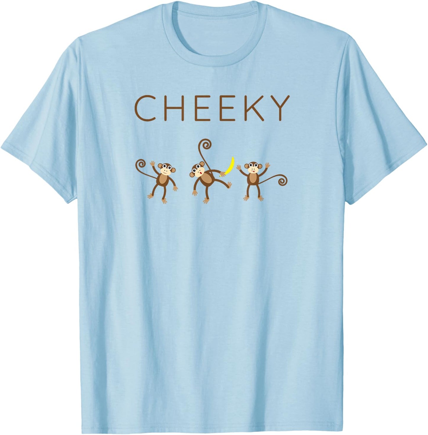 Cheeky Monkey Playful Jungle Humor T-Shirt - T-Shirt | Light Blue