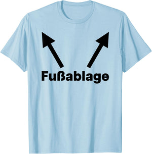 with German Text "Ironie Füßrege" [German Language], White T-Shirt - T-Shirt | Light Blue