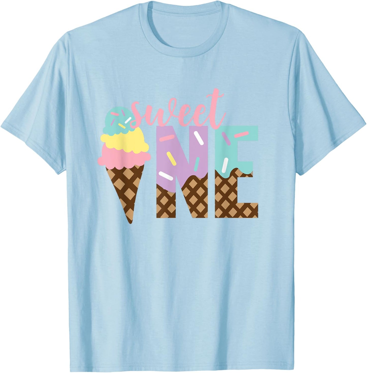 The Sweet One Ice Cream 1st First Birthday Family Mother T-Shirt - T-Shirt | Light Blue
