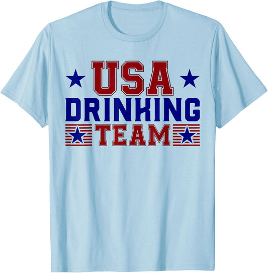 Retro USA Drinking Team Funny American Flag 4th of july Men T-Shirt - T-Shirt | Light Blue