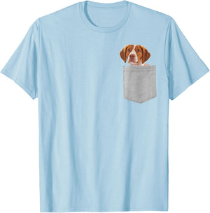 Dog in Your Pocket Brittany Men Women Girls Kids T-Shirt - T-Shirt | Light Blue
