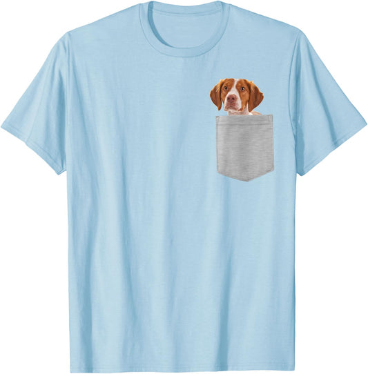 Dog in Your Pocket Brittany Men Women Girls Kids T-Shirt - T-Shirt | Light Blue