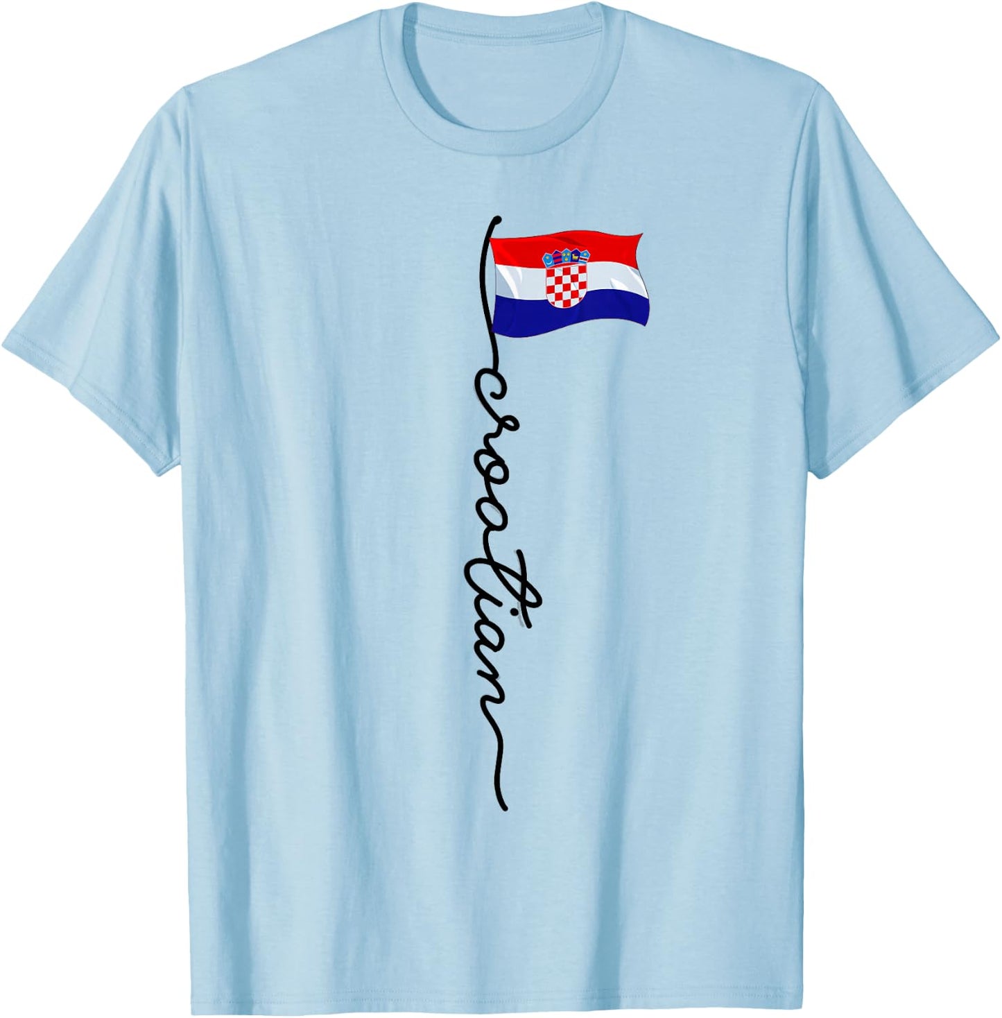 Croatia Signature Croatian , white, S T-Shirt - T-Shirt | Light Blue