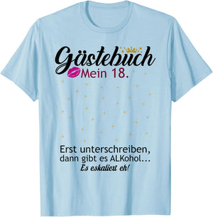 18th Birthday Guest Book Boy Girl Funny Design , White, s T-Shirt - T-Shirt | Light Blue