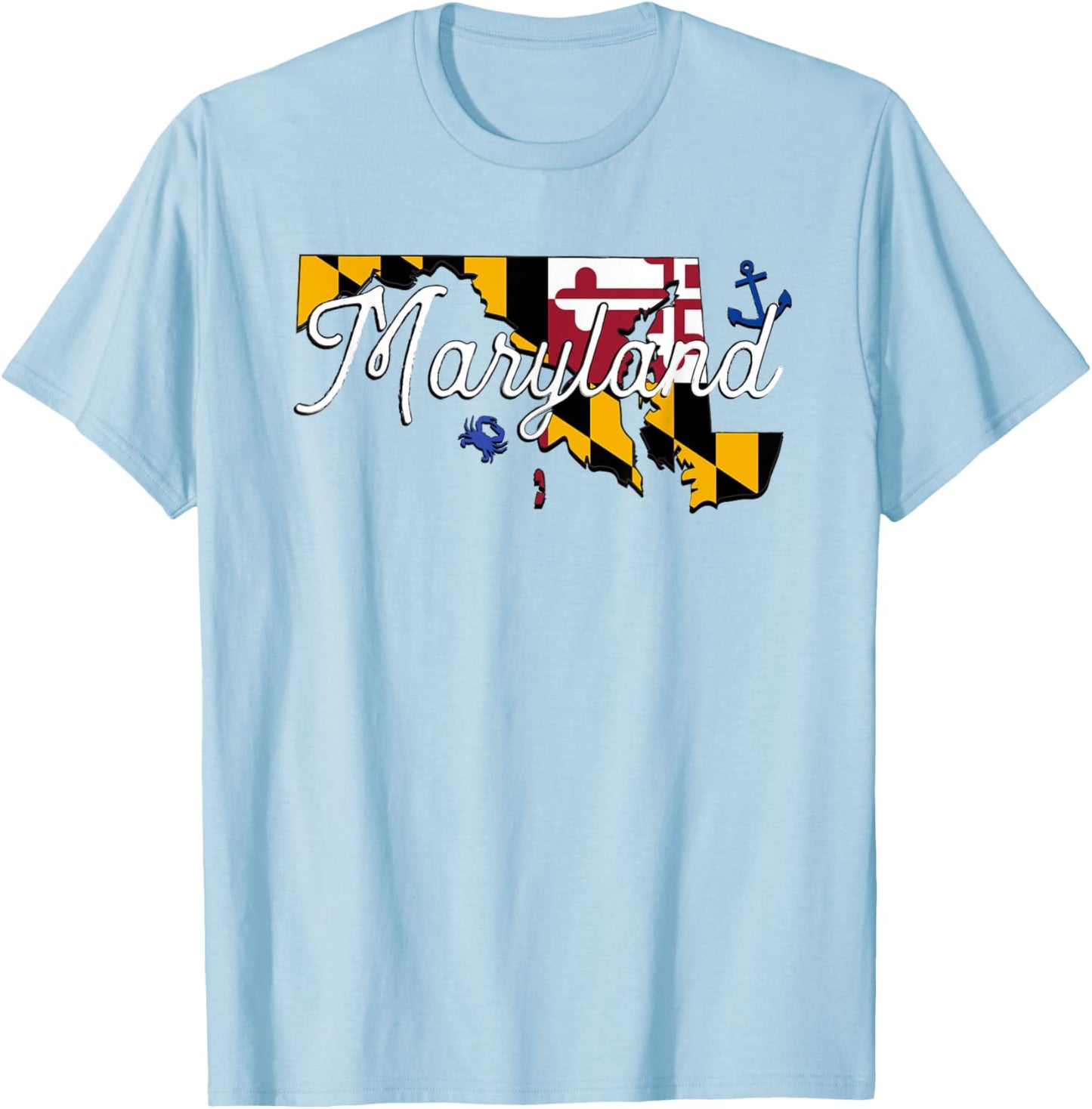 Maryland State Flag and Anchor T-Shirt - T-Shirt | Light Blue