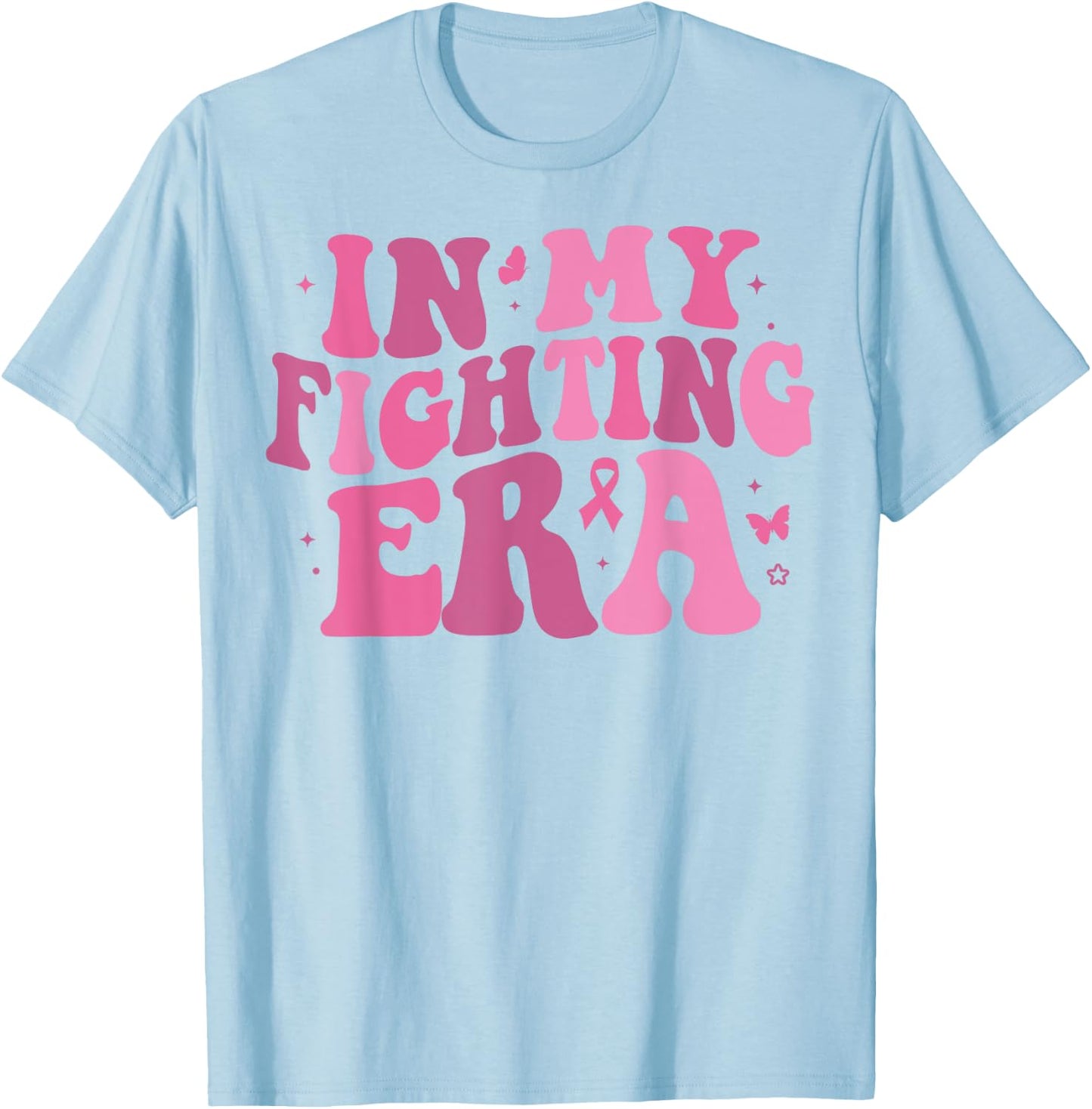 In My Fighting Era Breast Cancer Awareness Support Squad T-Shirt - T-Shirt | Light Blue