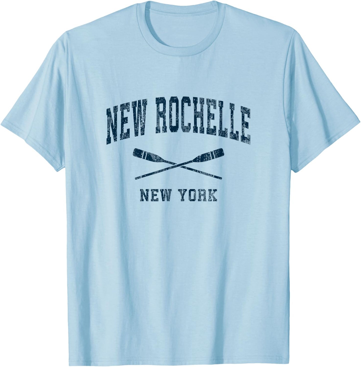 New Rochelle New York Vintage Nautical Paddles Sports Oars T-Shirt - T-Shirt | Light Blue