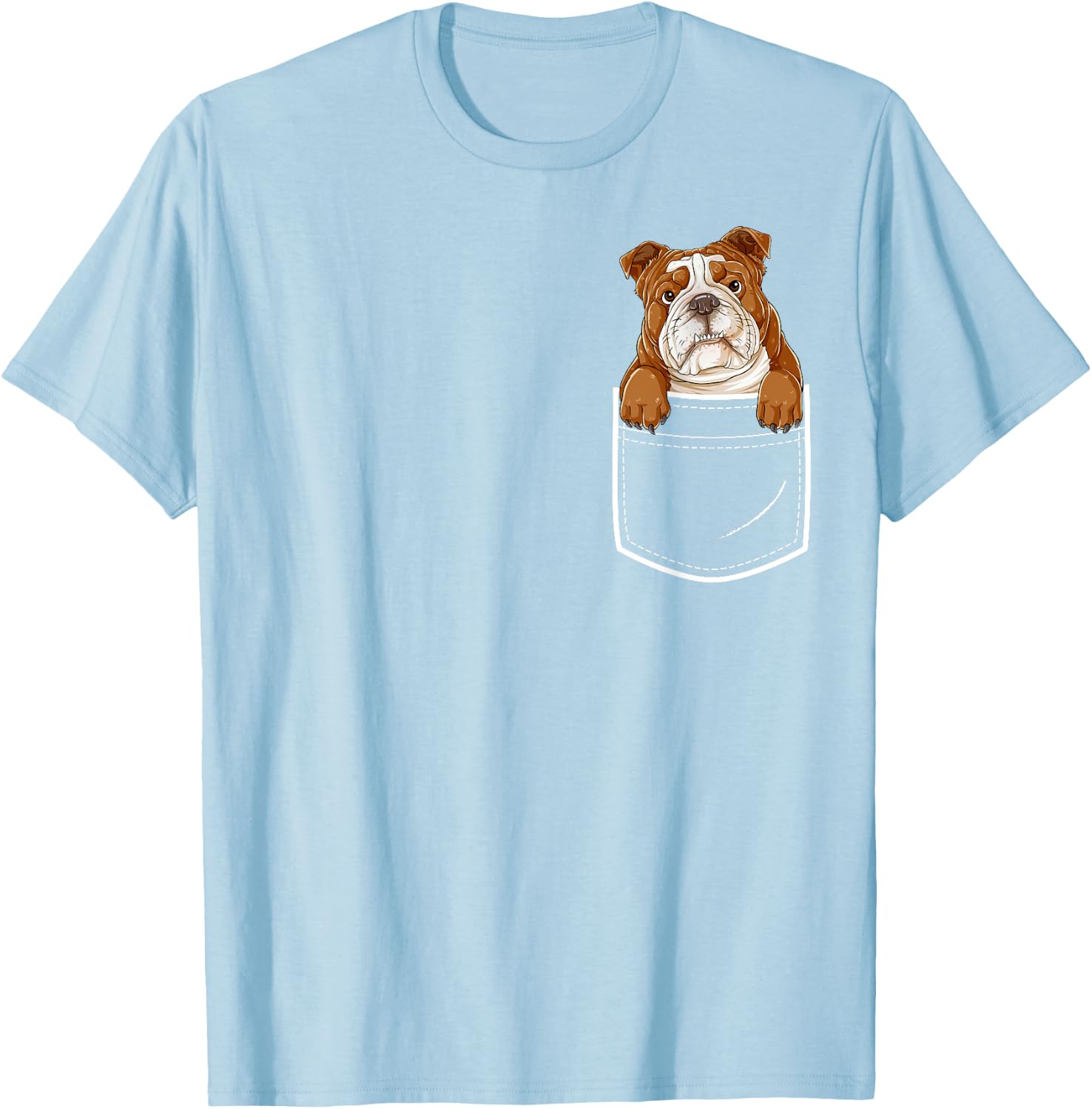 English Bulldog in Your Front Pocket T Shirt Dog Animals Women Kids T-Shirt - T-Shirt | Light Blue