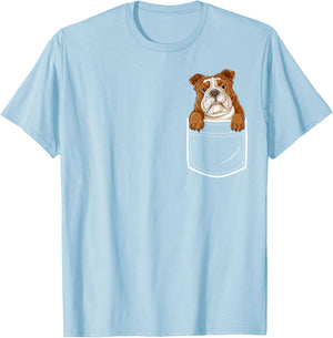 English Bulldog in Your Front Pocket T Shirt Dog Animals Women Kids T-Shirt - T-Shirt | Light Blue