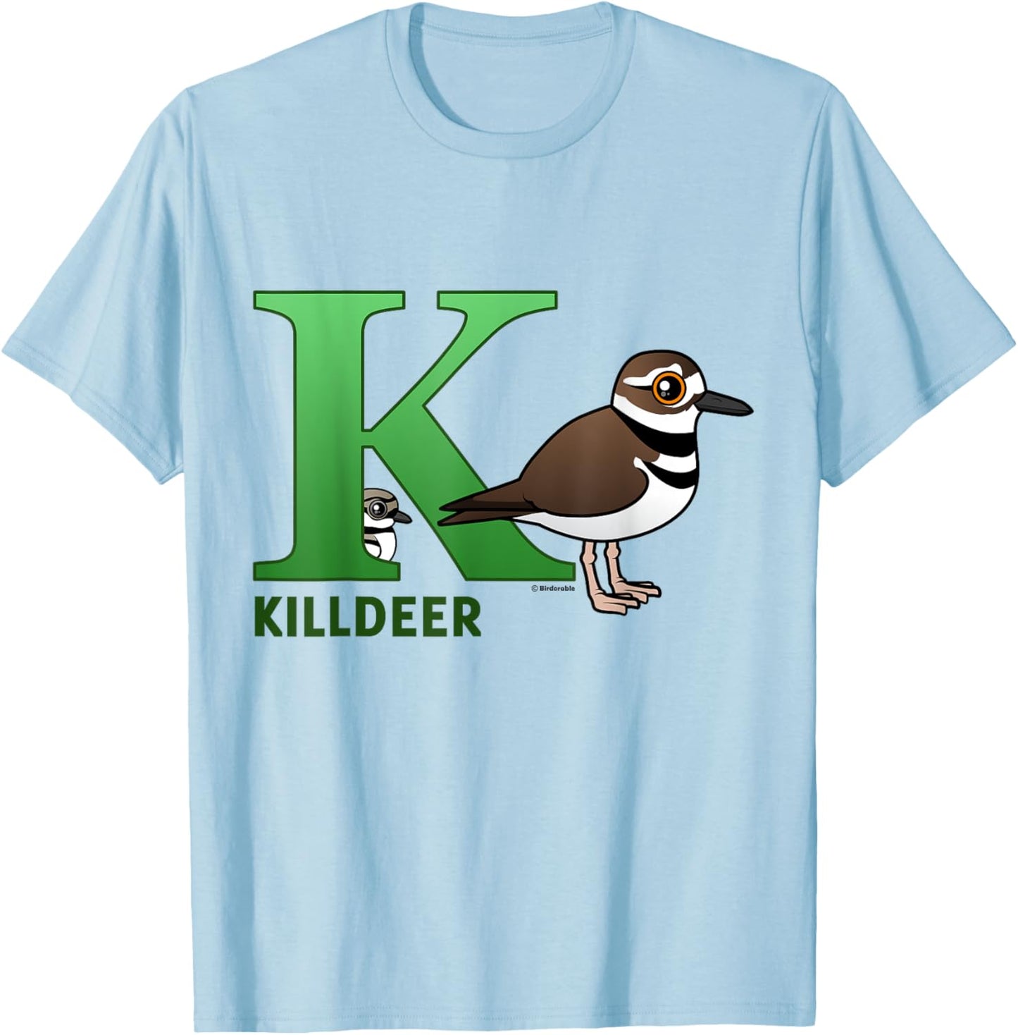 Cute K is for Killdeer Cartoon Alphabet Bird Gift T-Shirt - T-Shirt | Light Blue