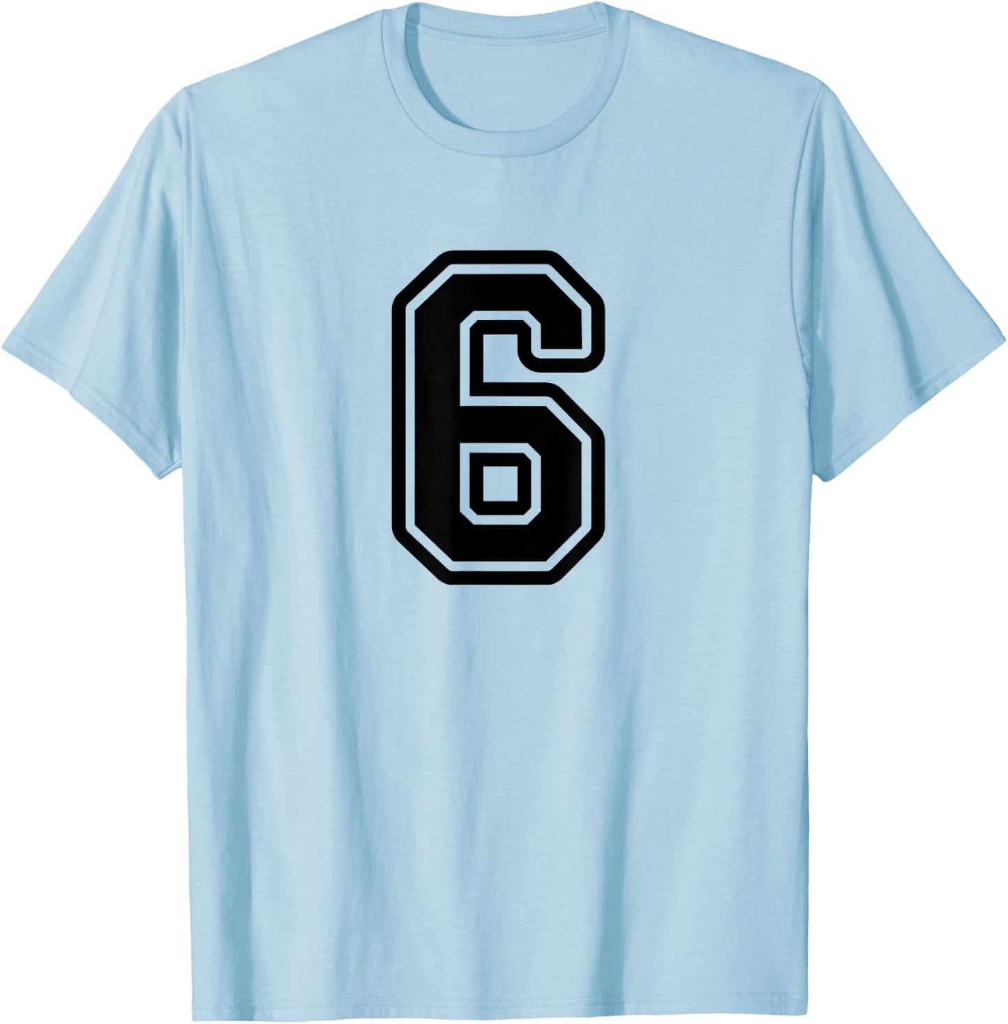 Number #6 Black Favorite Number 6 T-Shirt - T-Shirt | Light Blue
