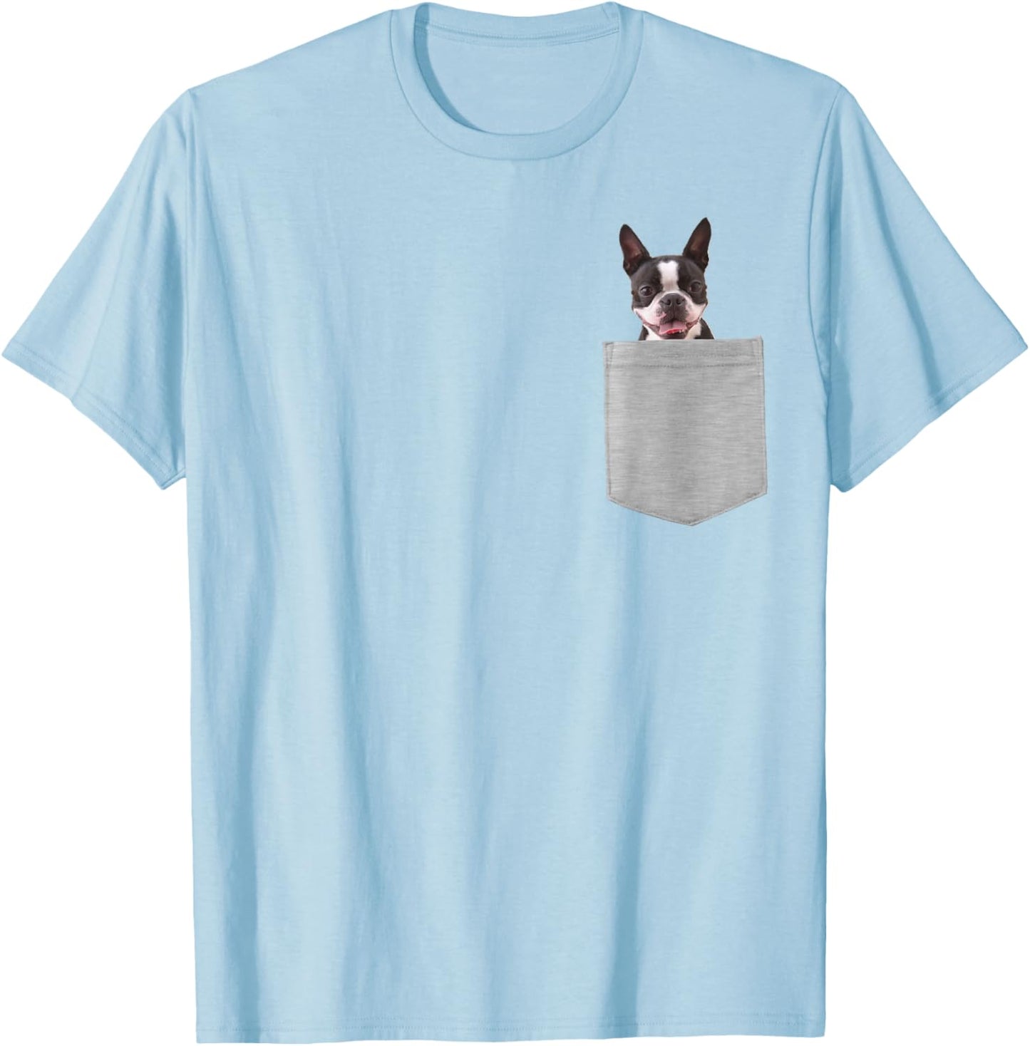Dog in Your Pocket Boston Terrier Women Girls Kids T-Shirt - T-Shirt | Light Blue
