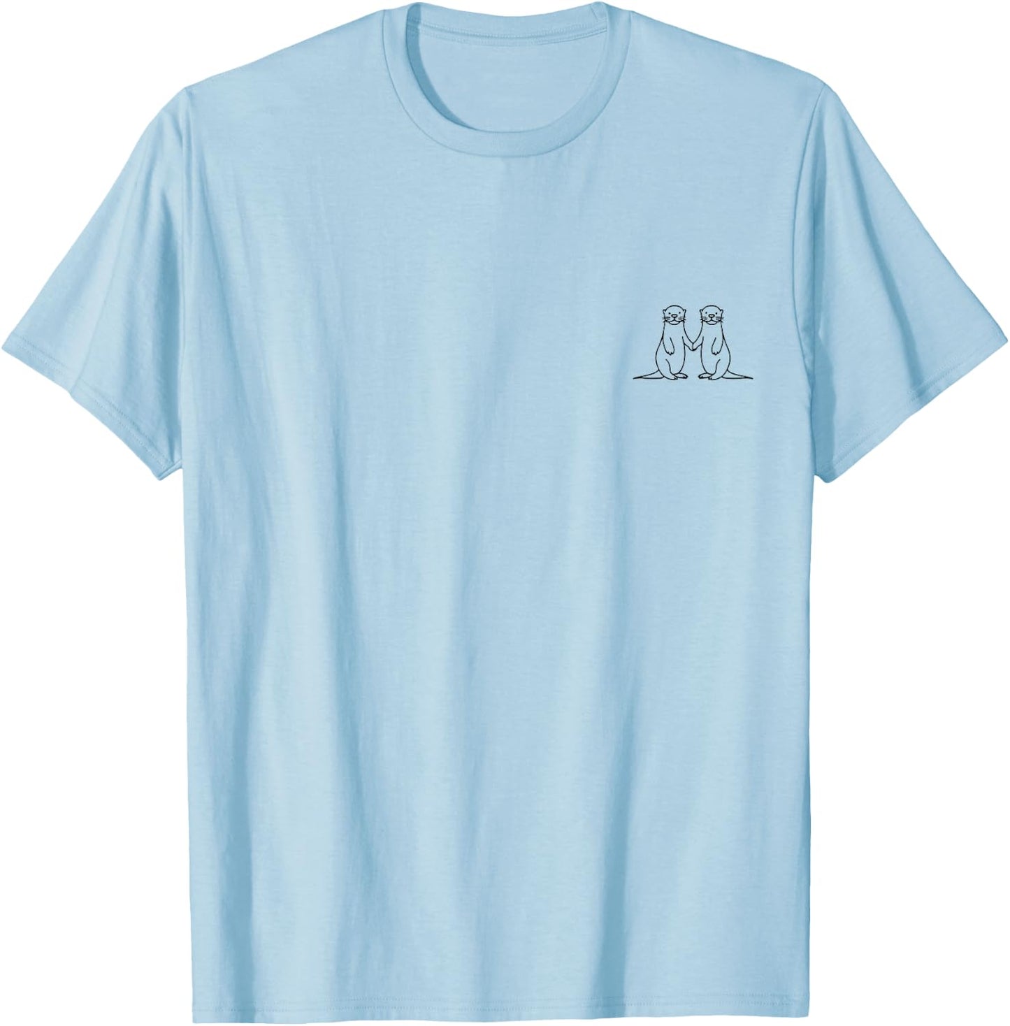 Otter Minimalism , White T-Shirt - T-Shirt | Light Blue