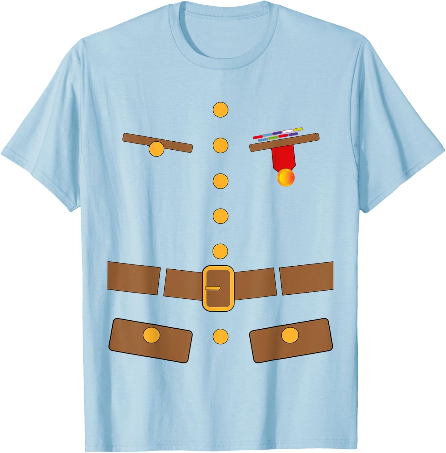 Party Theme Colonel Outfit Col Vest Color Mustard Costume T-Shirt - T-Shirt | Light Blue