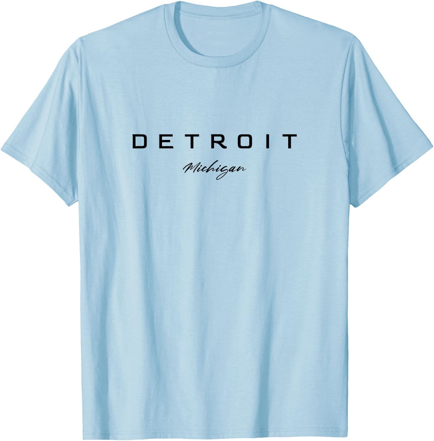 Detroit State of Michigan USA Lettering Detroit T-Shirt - T-Shirt | Light Blue