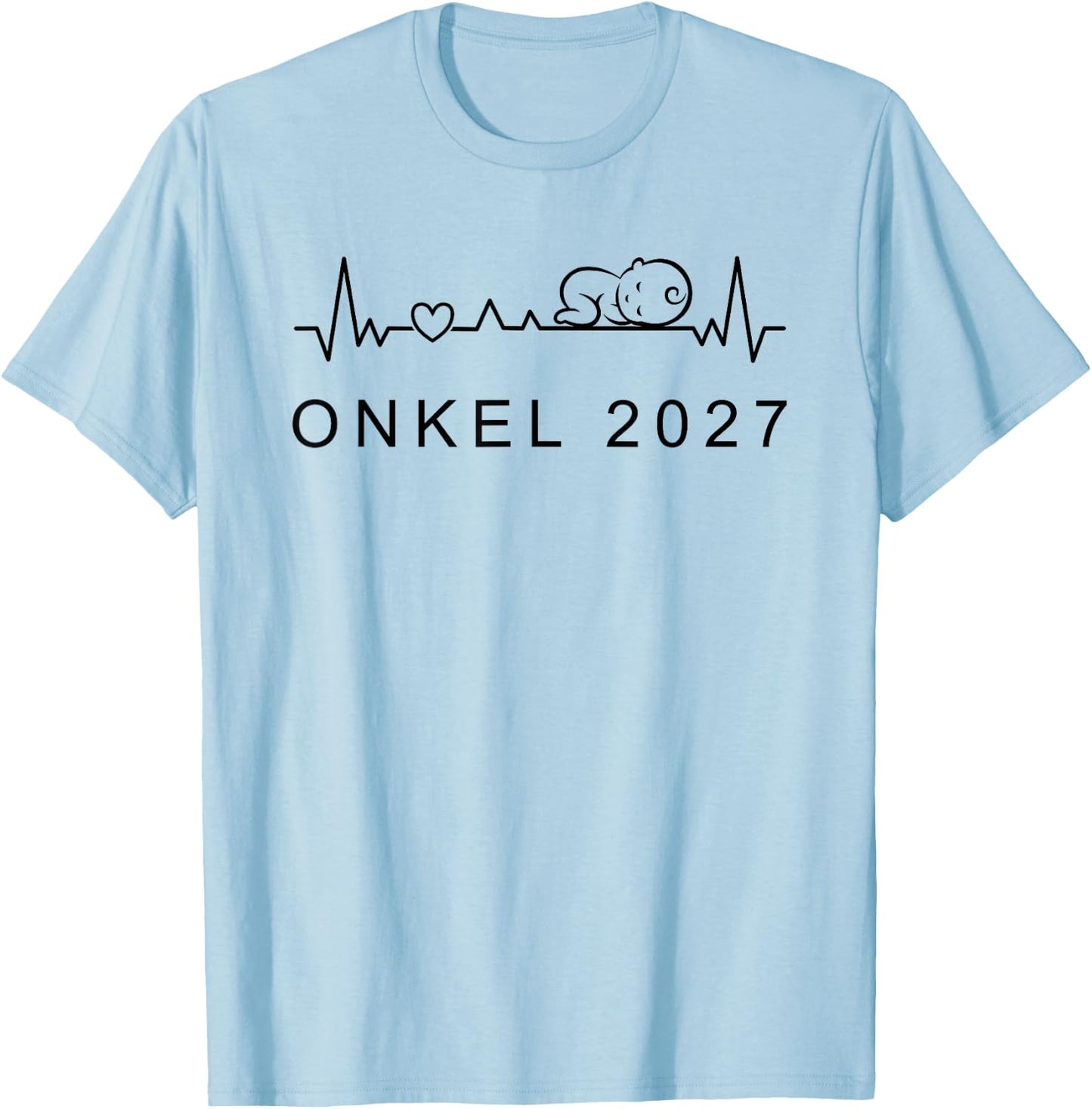 Onkel 2027 Herzschlag Mit Baby Schwangerschaft verkünden T-Shirt - T-Shirt | Light Blue