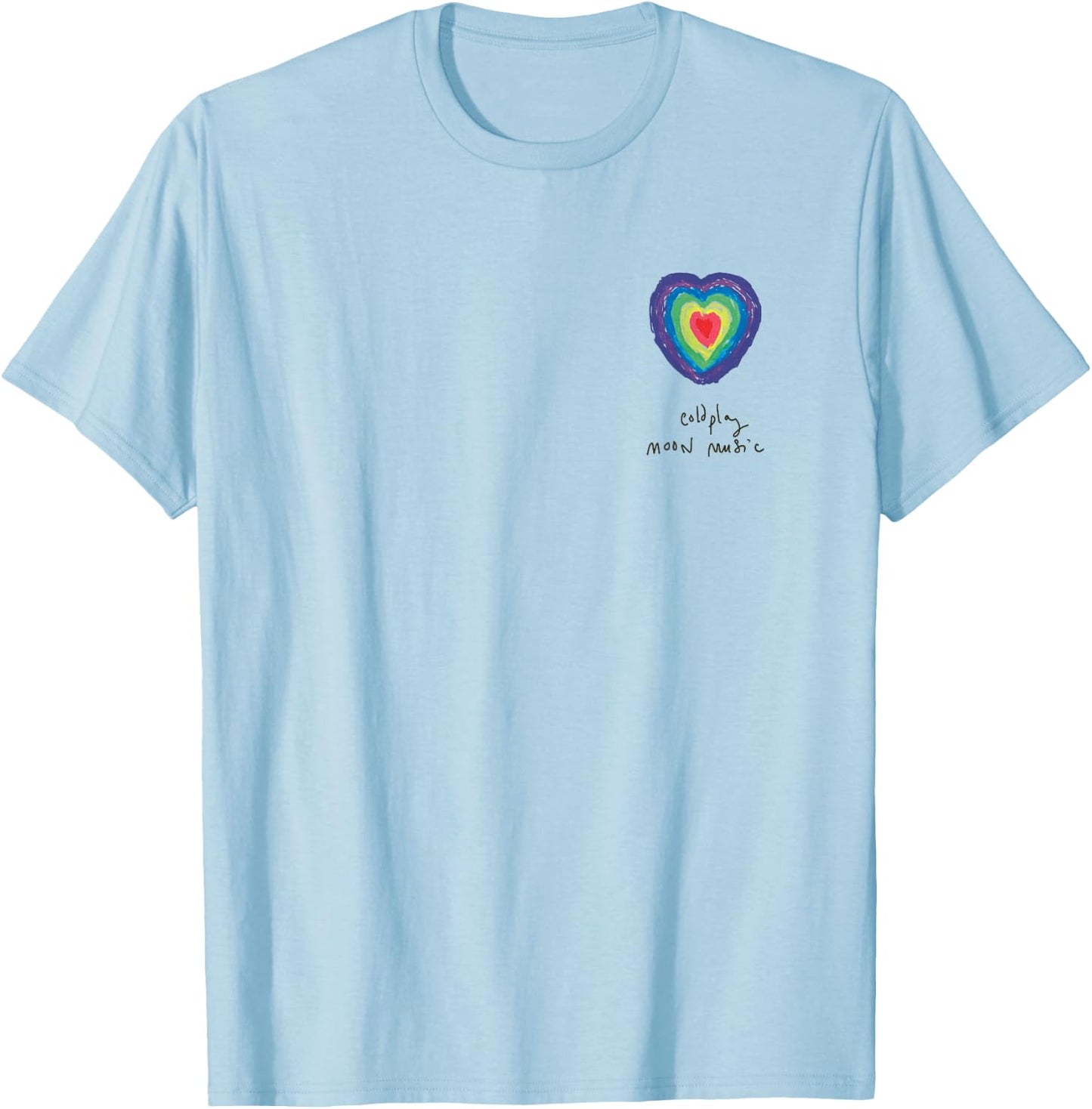 Coldplay Moon Music Heart Amazon Exclusive , White T-Shirt - T-Shirt | Light Blue