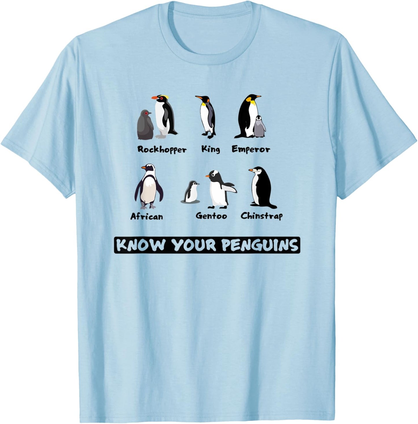Know Your Penguins, Animals Of The World, Men's T-Shirt - T-Shirt | Light Blue
