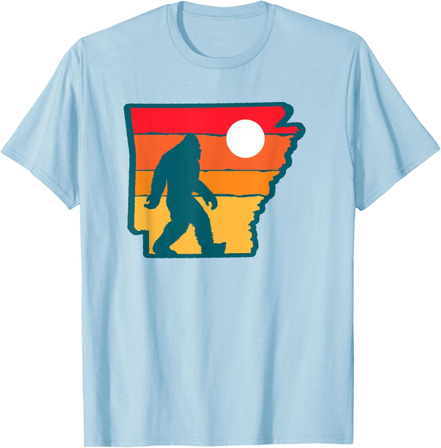 Arkansas Vintage Outdoor Bigfoot State Sasquatch Team Retro T-Shirt - T-Shirt | Light Blue