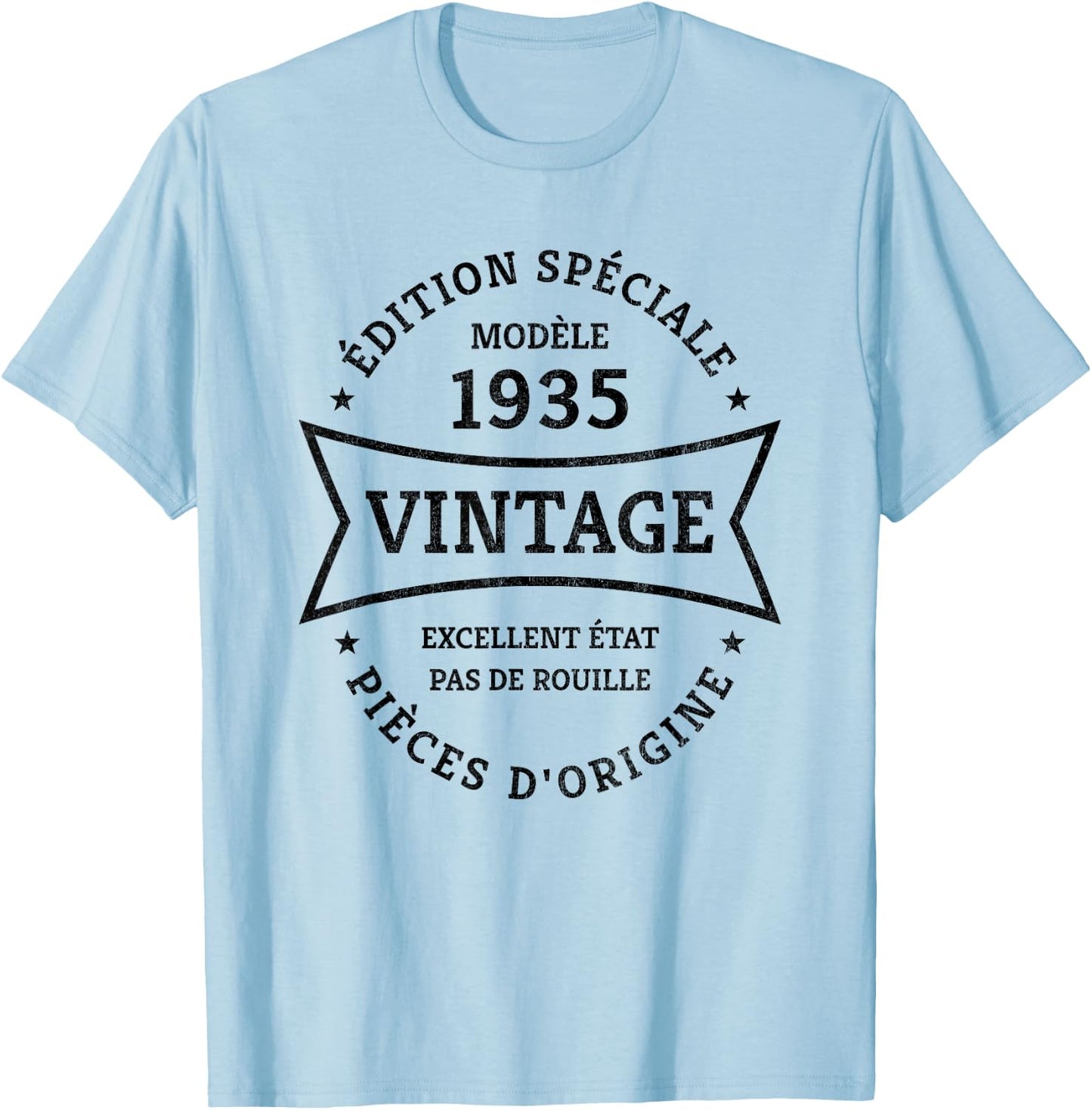 Vintage 90th Birthday Born in 1935 Vintage 90 Years Gift , white, S T-Shirt - T-Shirt | Light Blue