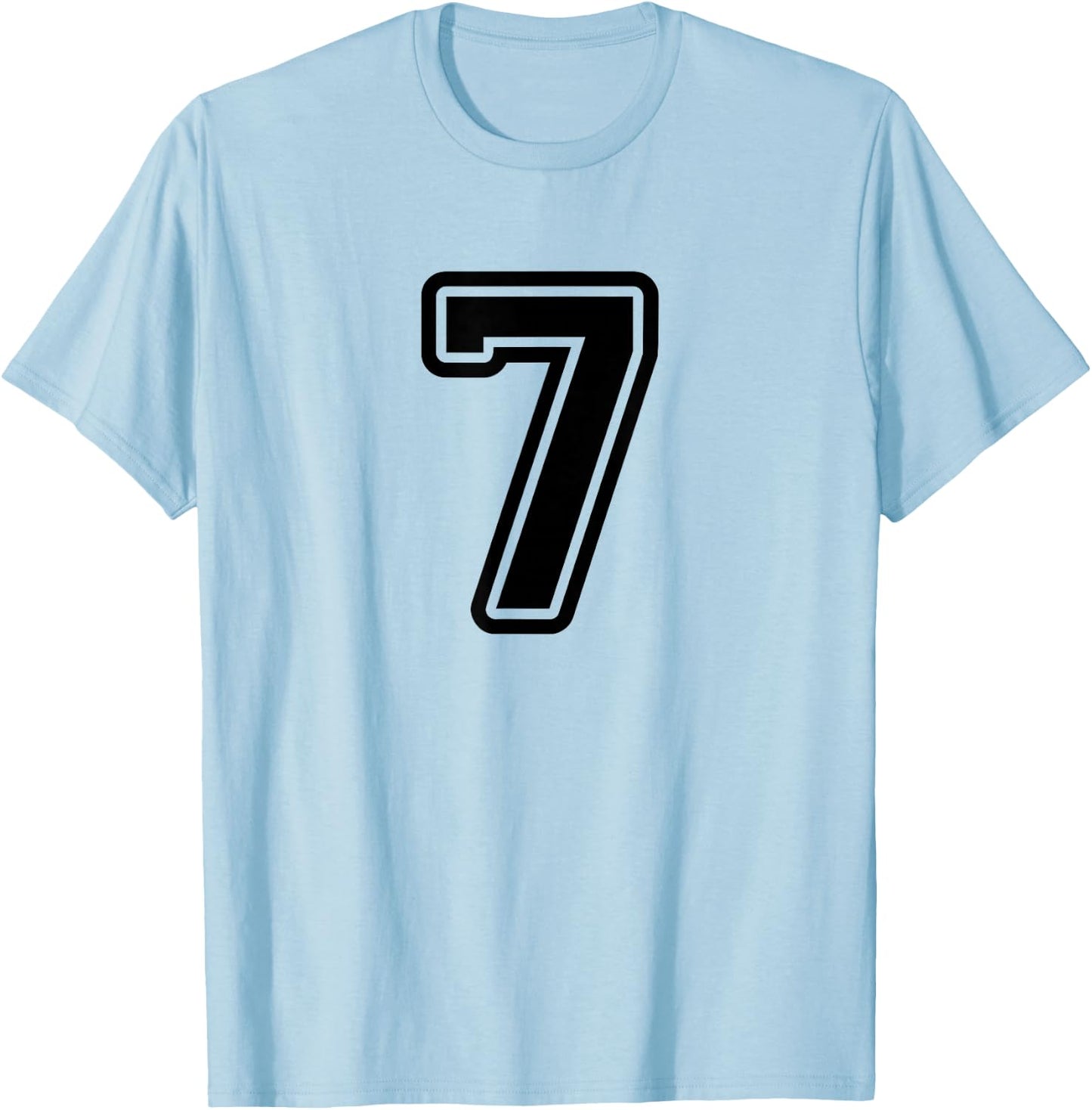 Number #7 Black Sport Varsity Number 7 T-Shirt - T-Shirt | Light Blue