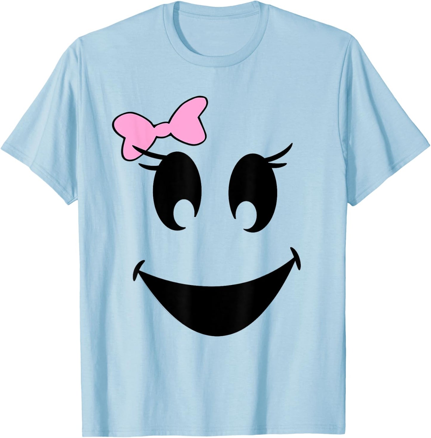 Cute Girl Ghost With Bow Ghoul Face Halloween T Shirt T-Shirt - T-Shirt | Light Blue