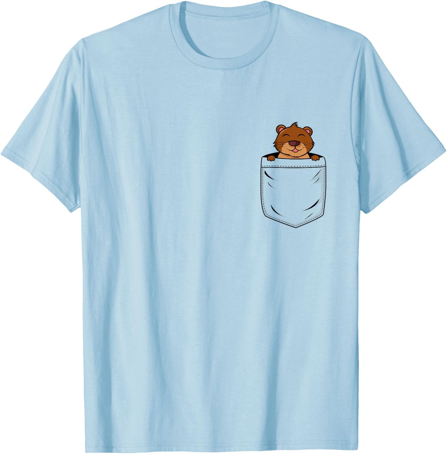 Otter Lovers Cute Funny Otter In Pocket T-Shirt - T-Shirt | Light Blue