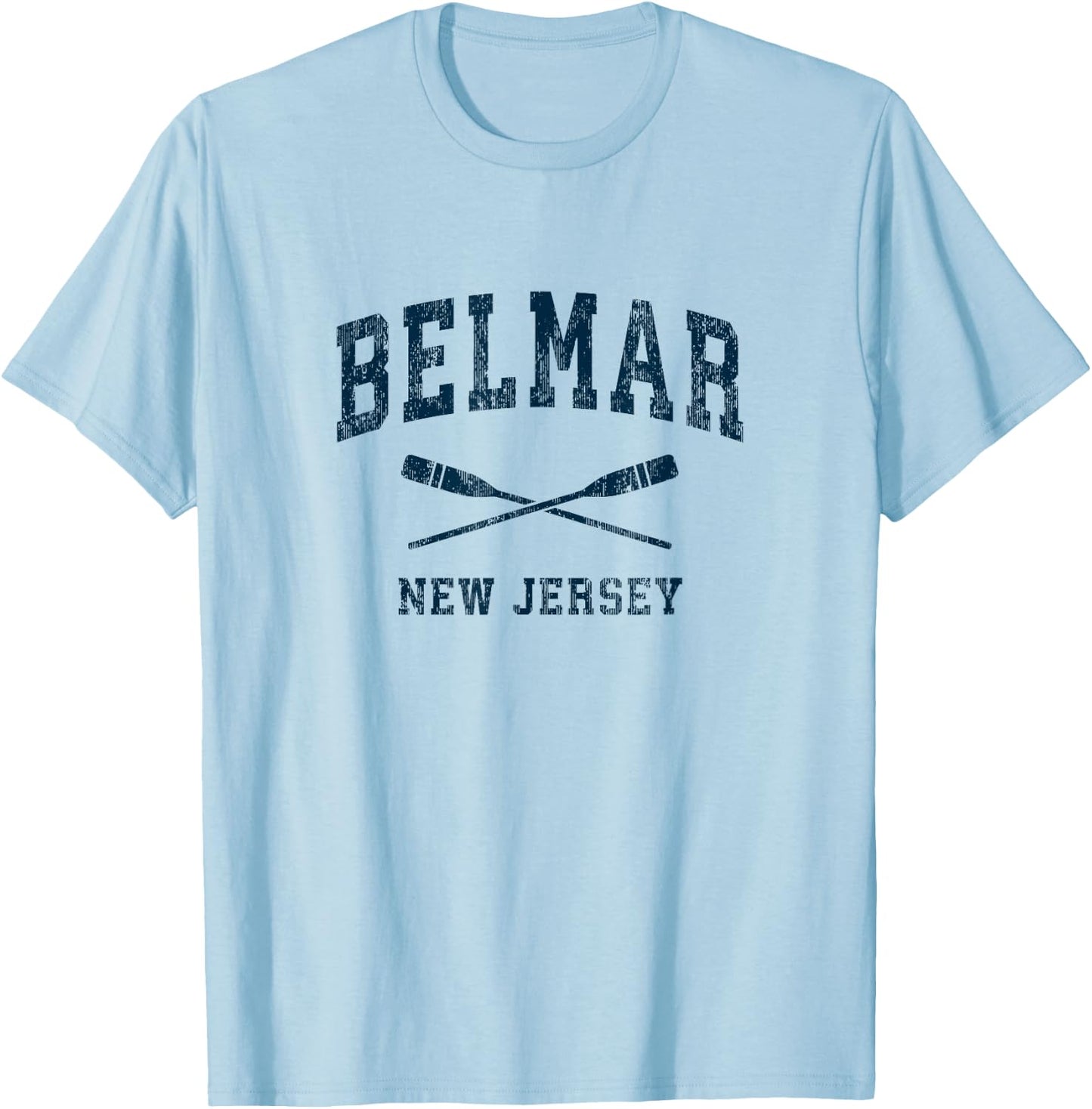 Belmar New Jersey Vintage Nautical Paddles Sports Oars T-Shirt - T-Shirt | Light Blue