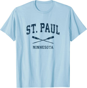 St. Paul Minnesota Vintage Nautical Paddles Sports Oars T-Shirt - T-Shirt | Light Blue