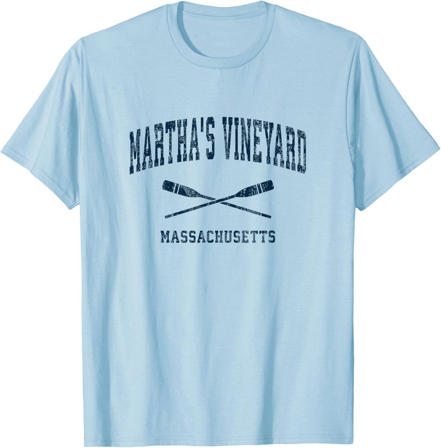 Martha's Vineyard Massachusetts Vintage Nautical Paddles Spo T-Shirt - T-Shirt | Light Blue