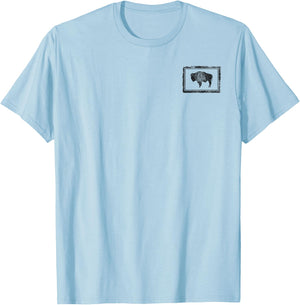 State of Wyoming Flag American Bison T-Shirt - T-Shirt | Light Blue