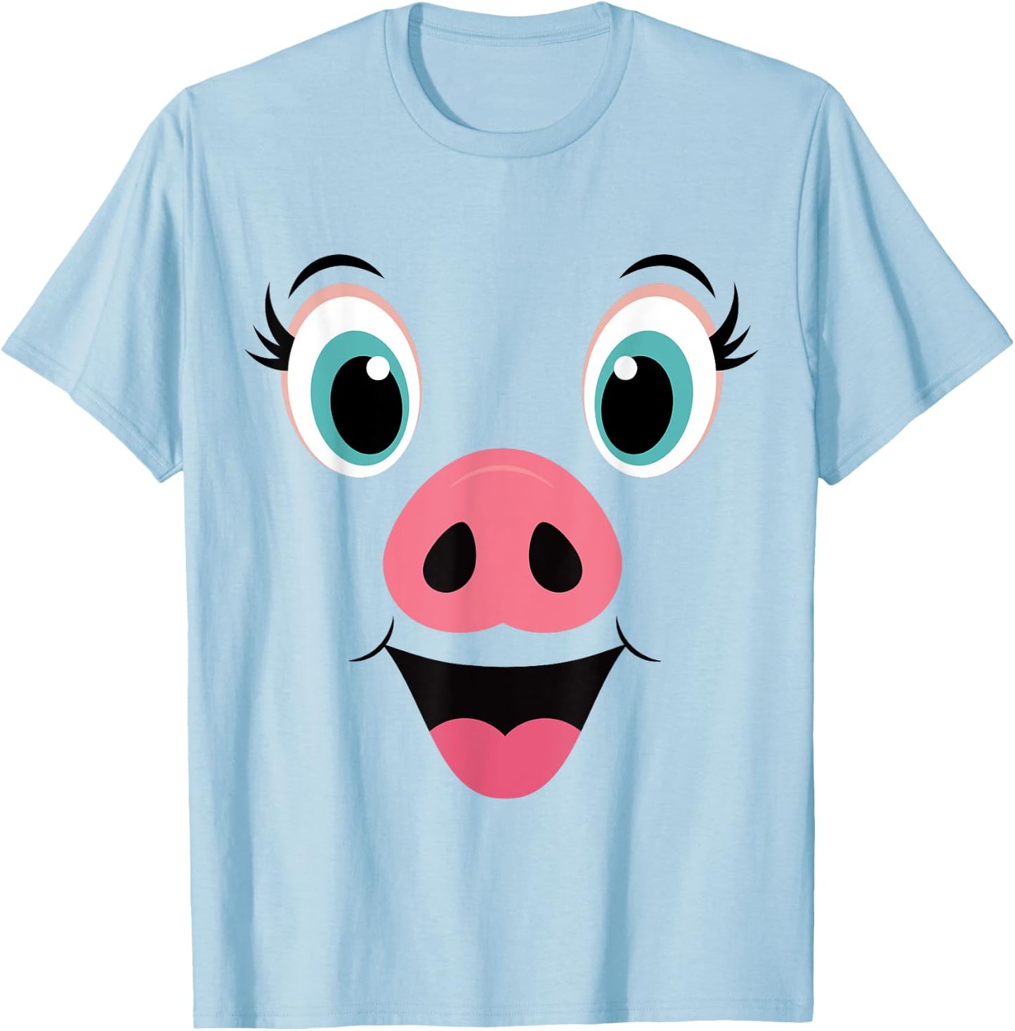 Funny Pig Face Pink Swine Halloween Costume T-Shirt - T-Shirt | Light Blue