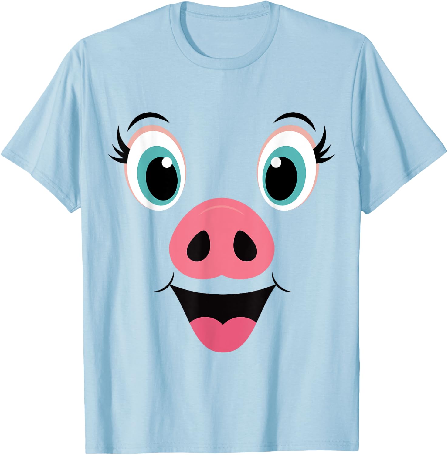 Funny Pig Face Pink Swine Halloween Costume T-Shirt - T-Shirt | Light Blue