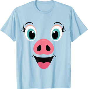 Funny Pig Face Pink Swine Halloween Costume T-Shirt - T-Shirt | Light Blue