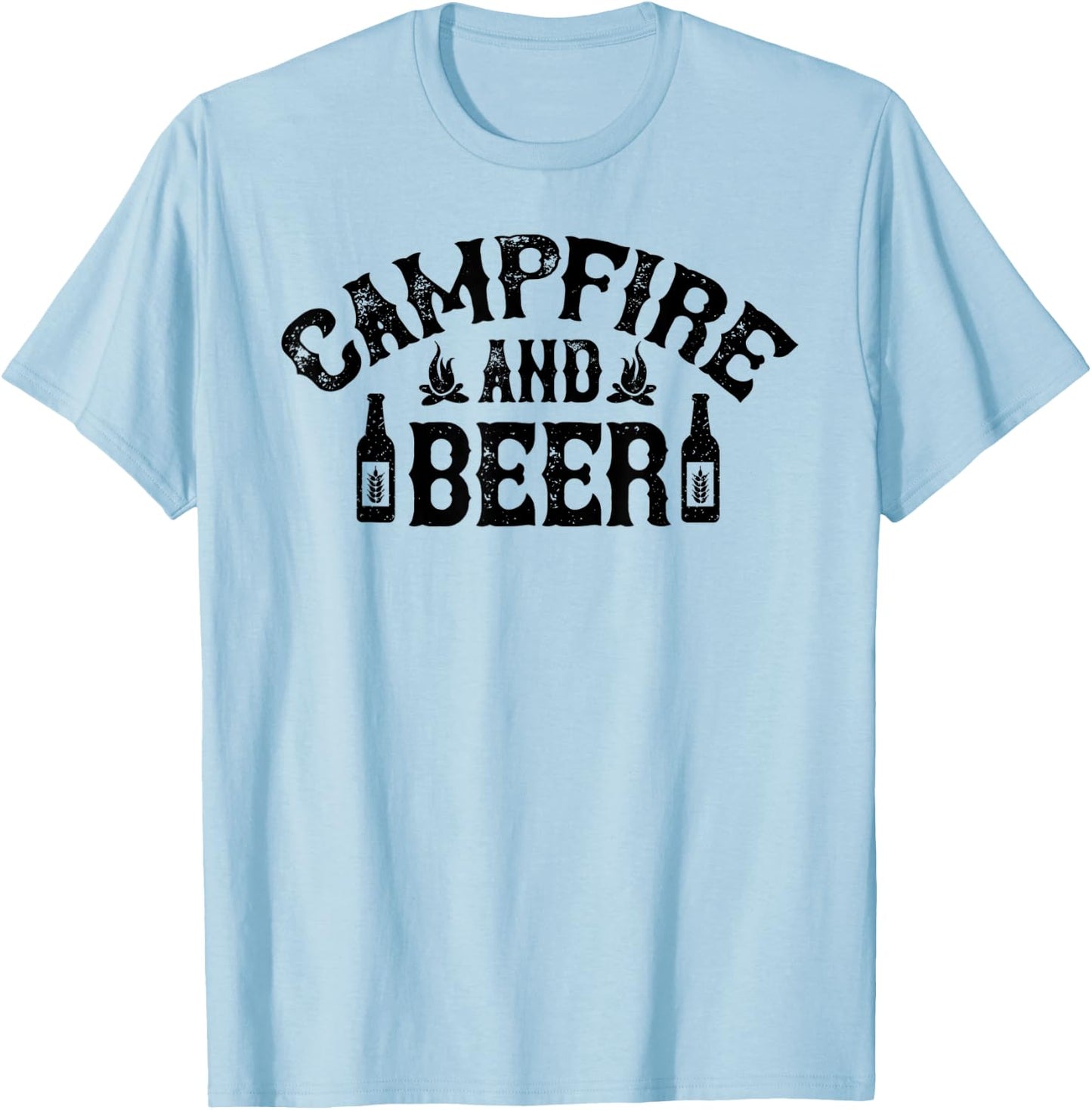 Campfire And Beer Camping T-Shirt - T-Shirt | Light Blue