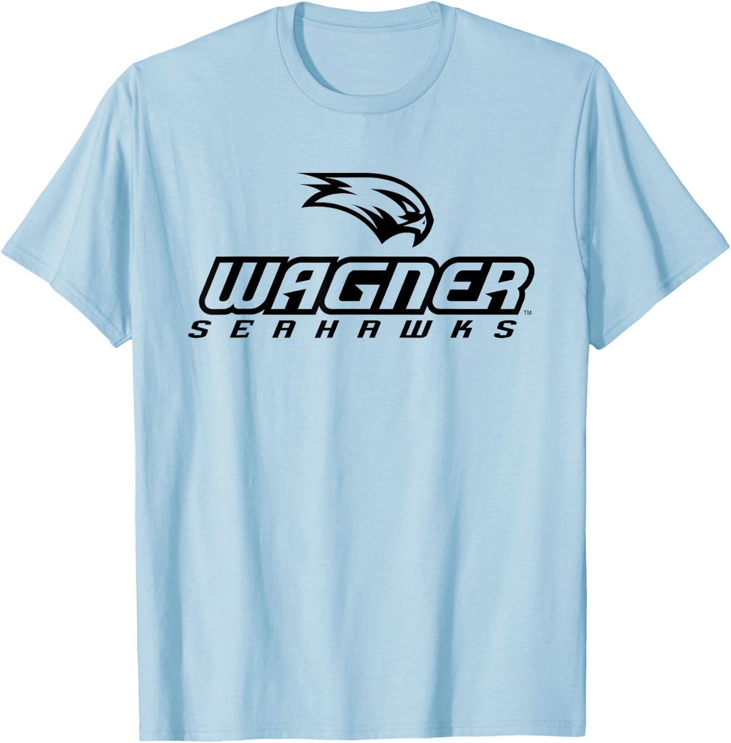 Wagner College Seahawks Stacked One Colour Logo T-Shirt - T-Shirt | Light Blue