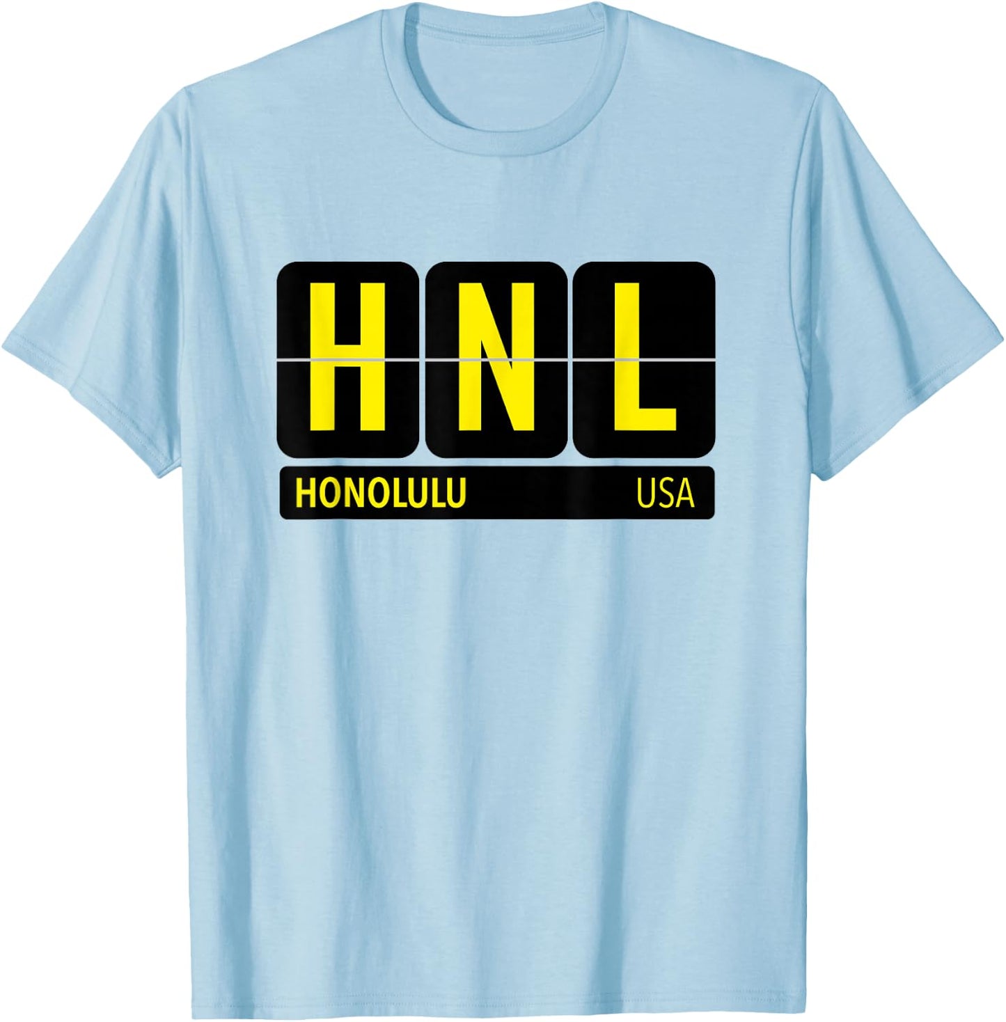 HNL Honolulu Hawaii USA Travel Souvenir Yellow T-Shirt - T-Shirt | Light Blue