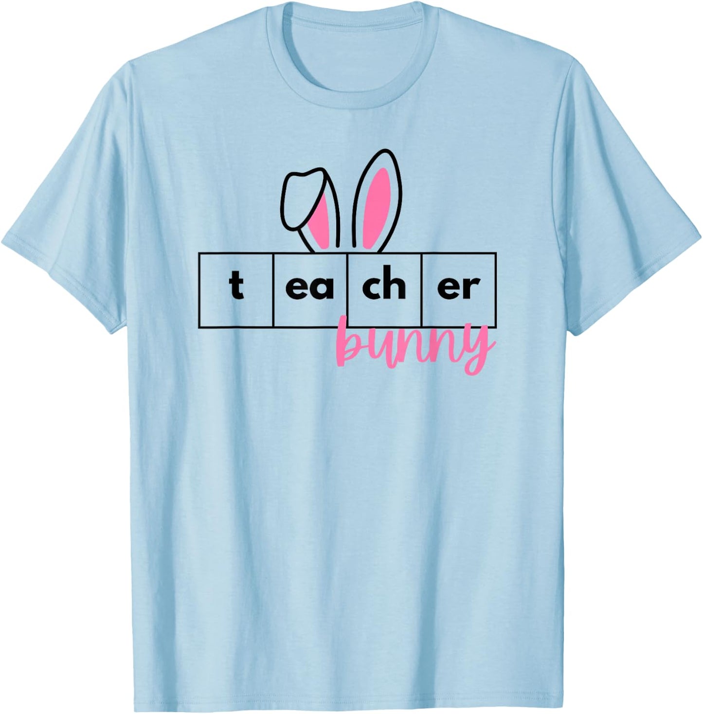 Teacher Bunny Reading Teacher Easter Spring T-Shirt - T-Shirt | Light Blue