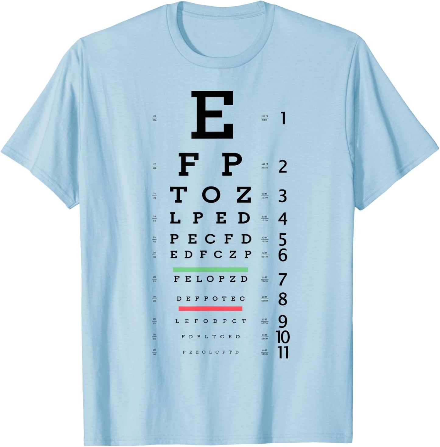 Optometrist Snellen Eye chart Optotype Optometry Eye Doctor T-Shirt - T-Shirt | Light Blue